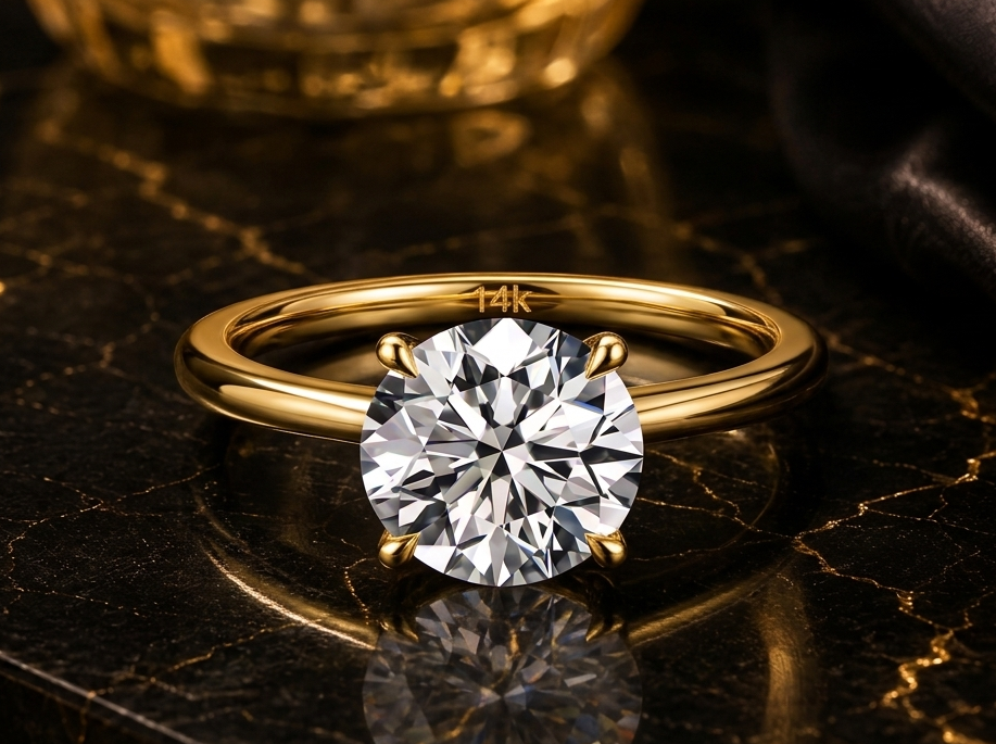 Pierścionek REVE Moissanite 1CT–3CT | Prawdziwe Złoto 585 (14K) | Certyfikat GRA | Diamentowy Blask VVS1