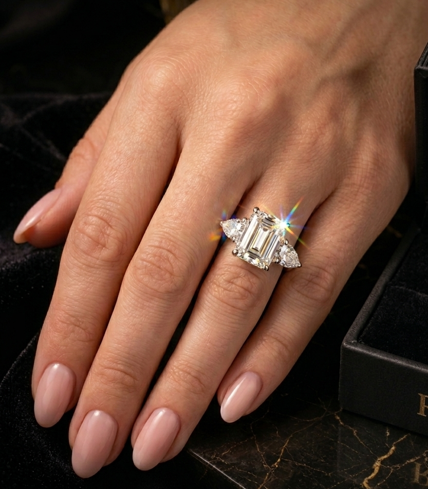 Złoty Pierścionek REVE Emerald 1CT Diament Laboratoryjny IGI Próba 585