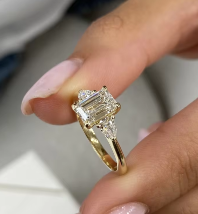 Złoty Pierścionek REVE Emerald 1CT Diament Laboratoryjny IGI Próba 585