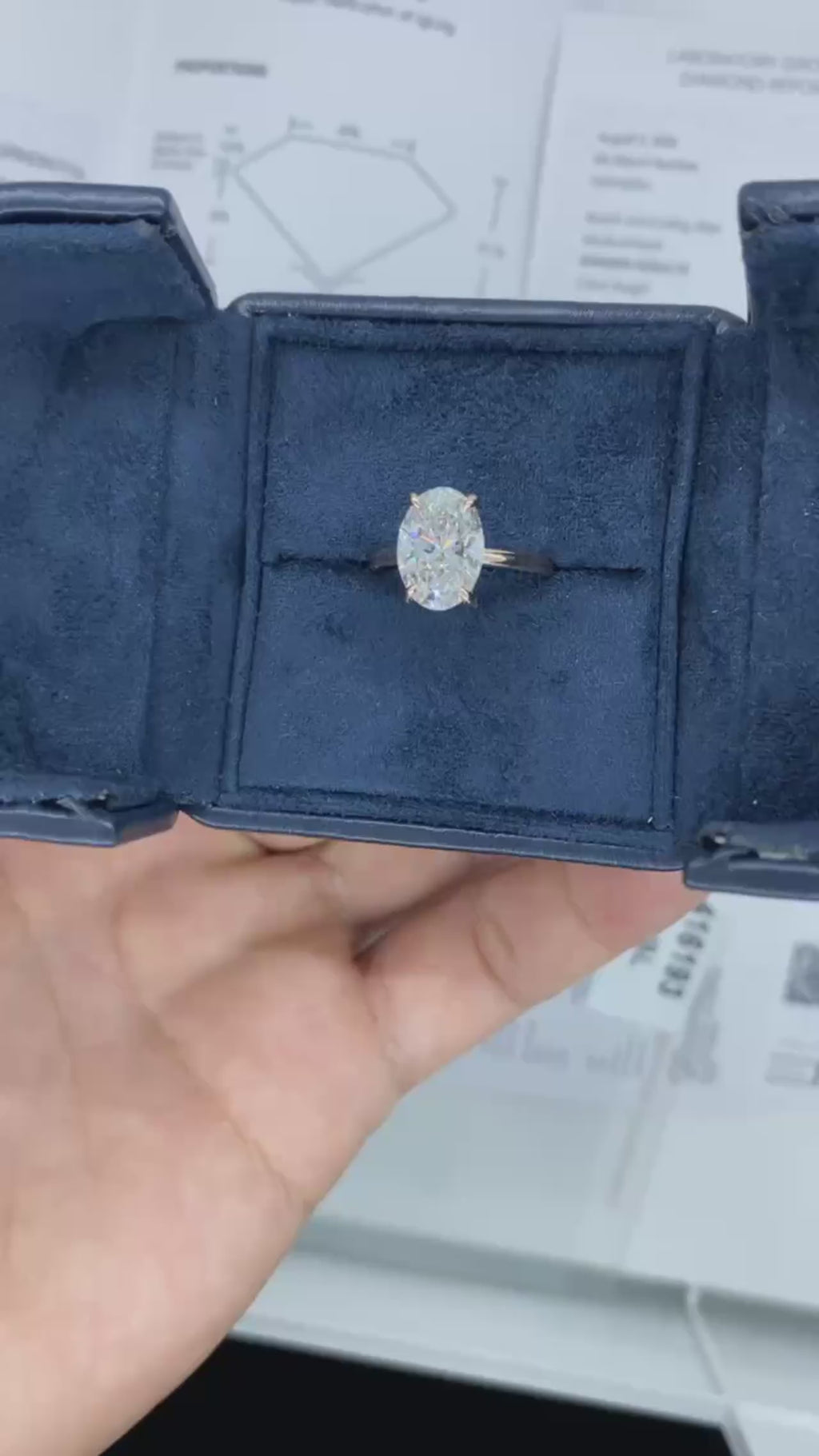 Złoty Pierścionek REVE Oval z Diamentem Laboratoryjnym 1CT
