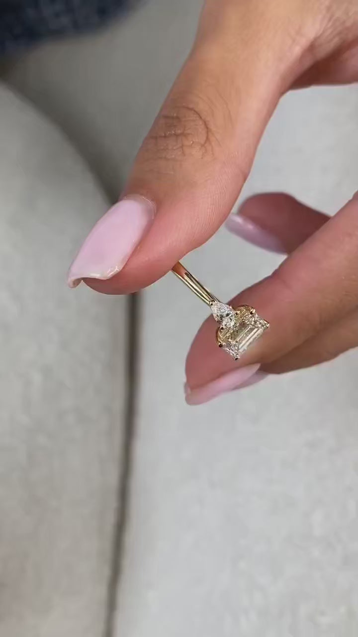 Złoty Pierścionek REVE Emerald 1CT Diament Laboratoryjny IGI Próba 585